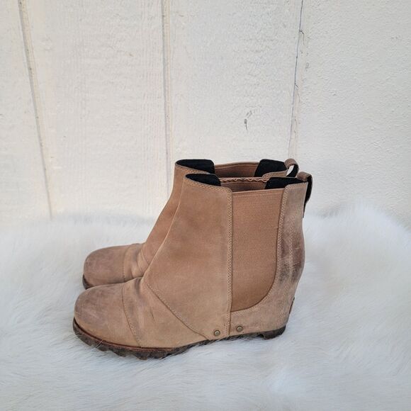 Sorel Boots Womens 8.5 Joan Of Artic Wedge boot  NL2334-286 Tan Leather - Picture 4 of 6